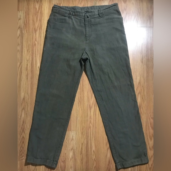 Vintage 90s Faconnable Mens 36 Forest Green Corduroy Pants All Cotton Slacks - Picture 1 of 11